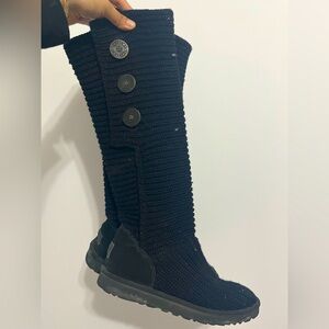 UGG Australia Classic Cardy Knit Tall Boots – Black – Women’s